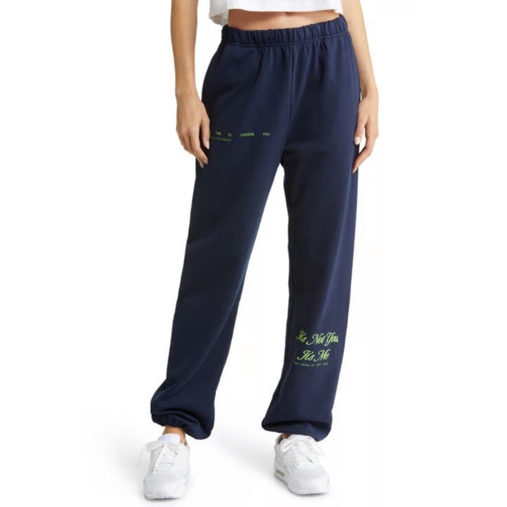The Mayfair Group Navy Blue It’s Not You It’s Me Cotton Jogger Sweatpants Size S